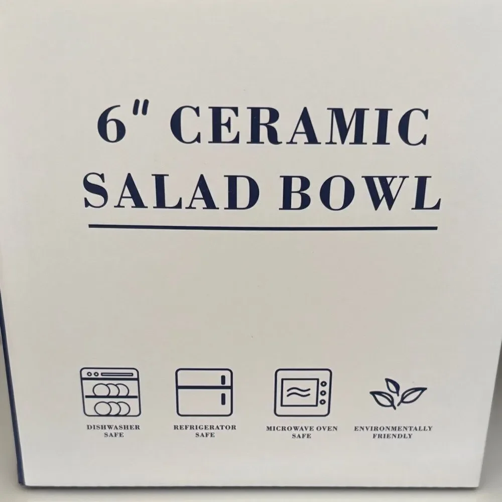 Servappetit Set Of 4 Porcelain 6”Ceramic Salad Bowls